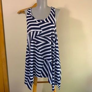 H&M navy and white tunic tank